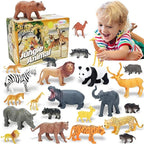 24Pcs Safari & Zoo Animals Figures, Realistic Plastic Animal Toys Set for Kids 1 2 3, Lion, Elephant, Perfect for Play, Education, Baby Shower Decor,Party Supplies Cake Topper