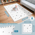 XL Baby Play Mat-72”x 48” Puzzle Play Mat,with 6 Foam Floor Tiles,Waterproof,Interlocking Foam Baby Mat for Babies&Toddlers,Expandable Tiles with Edges,Tummy Time Mat(Love)