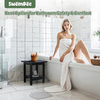 HDPE Shower Bench Seat Capacity 300LB, Waterproof Bathroom Stool with Side Carry Holes, Compact 16.8" L Design, Non-Slip Shower Seat for Elderly, Shaving Legs & Spa - Indoor/Outdoor Use(Black)