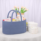 COMSE Large Baby Diaper Caddy Organizer for Girl Boy, Car Caddy with Handles, Cotton Rope Basket for Changing Table, Nursery Organizer, Gift for Baby Shower and Registry Must Have, Folkstone Gray