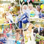 2 Pack Bubble Guns for Kids, LED Light Up Rechargeable Bubbles Machine Blower with 4 Bottles Refill Solution, Toddlers 4-8 Wedding Birthday Easter Party Gift