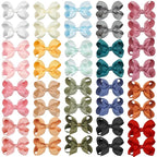 CÉLLOT 40 Pieces 3 Inch Hair Bows for Girls Clips Grosgrain Ribbon Boutique Hair Bow Alligator Clips For Girls Teens Toddlers Kids
