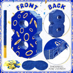 Number 8 Blue and Golden Rings Piñata for Kids Birthday Cartoon Theme Small Piñata with Blindfold Stick Confetti for Fiesta Cinco De Mayo Party Decor, 15.8 x 11 x 2.8 Inch