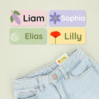 Personalized Name Labels for Kids (120) – Custom Waterproof & Durable Stickers for Clothing, Daycare, Office & School Supplies - Flowers