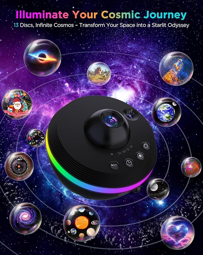 Star Projector, 13 in 1 HD Planetarium Galaxy Projector for Bedroom, Star Projector Galaxy Light with Timer, Meteor & RGB Lighting Effects, Space Night Light Projector for Kids, Adults