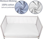 Crib Sheets for Boys Girls,100% Cotton Fitted Crib Sheet 2 Pack for Standard Crib and Toddler Mattress, Super Soft Breathable Baby Sheet 28x52x8in (White & Gray)