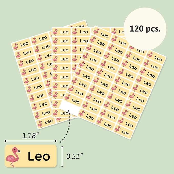 Personalized Name Labels for Kids (120) – Custom Waterproof & Durable Stickers for Clothing, Daycare, Office & School Supplies - Exotic Animals