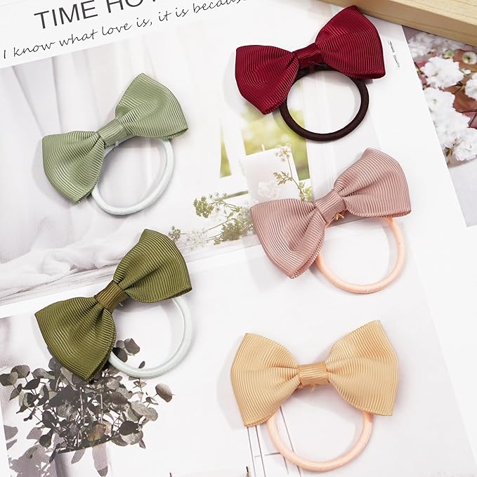 CÉLLOT Toddler Hair Accessories - 40pcs 2.75" Elastics Rubber Ribbon Bands, Bows for Baby Girls, Kids & Children, Pastel Colors