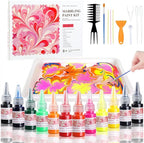 Marbling Paint Art Kit for Kids, Arts and Crafts Set for Girls & Boys Ages 8-12, Craft Kits with 16ml-12pcs & 25 Papers, Art Supplies, Birthday Gifts & Creative Toys for Kids Age 8 9 10 Year