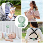 Momcozy Portable Fan with Clip | 4-Speed Mini-Fan for Carrier | Personal Fans Ultra Lighter 0.26lb | Gaps ≤4.5mm | Handheld Cooling | Rechargeable Rotate for Diaper Backpack/Stroller/Carrier/Chair