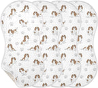 4 Pack Muslin Burp Cloths Cavalier Dogs Paw White Cotton Baby Burp Cloths Ultra Absorbent Burping Cloth Soft Spit Up Rags for Newborn Babies Boys Girls 22x11 Inch