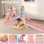 Pikler Triangle Set with Cushion 9 in 1, Climbing Toys for Toddlers 1-3, Montessori Indoor Baby Playground for Safe Motor Skills Development, Large Foldable Wooden Climbing Toys Set for Playroom