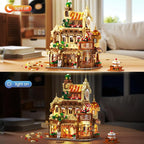 Flower Bakery Coffee House Building Set with Lights, City Cafe Baking House Display Model Toy, 1289 PCS Modular Construction Building Blocks Kit Home Decor, Gift for Adults Teens Girls 12+