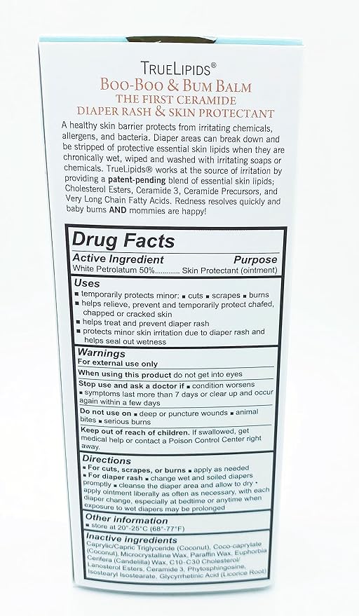 CLMD - TrueLipids Boo-Boo & Bum Balm – Soothing Baby Balm for Diaper Rash, Cuts, Scrapes & Burns – Non-Toxic, Hypoallergenic – Organic Skin Relief – 1.7 fl oz