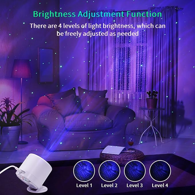 Galaxy Projector, Bedroom Star Projector, Galaxy Light Projector with Remote Control and Timer, Adjustable LED Light Colour, Brightness and Speed, Star Projector for Bedroom Parties.