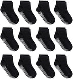 Zaples Baby Non Slip Grip Ankle Socks with Non Skid Soles for Infants Toddlers Kids Boys Girls