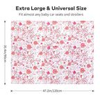 Rquite Muslin Car Seat Cover Baby, Carseat Covers Baby Girl Boy, Breathable Lightweight Infant Car Seat Cover, Baby Carrier Cover Car Seat Canopy Stroller Sun Shade for Summer & Hot Day, Universal Fit