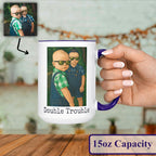 Personalized Coffee Mug, Custom Drawing Portrait Gift, Funny Customized Coffee Gift for Men & Women, Custom Mugs with Pictures, Navy 15oz Father's Day Mug
