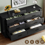 6-Drawer Dresser for Bedroom, Modern Wooden Chest of Drawers with Metal Handles, Anti-Tipping Design, Sturdy and Stable Storage Organizer for Living Room, Entryway, Home Office