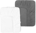 2 Pack Muslin Fitted Crib Sheets for Baby Girls & Boys-Neutral Breathable Crib Mattress Protector for Standard Crib Mattress(28"x 52")-Soft No Slip Cotton Toddler Bedding-Gray & White