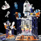 2-in-1 Rocket Launcher and Space Shuttle Toys Model for Kids Ages 3-12, Aerospace STEM Building Toys with Mini Projector, Spaceship Educational Toys Gifts for Boys Girls