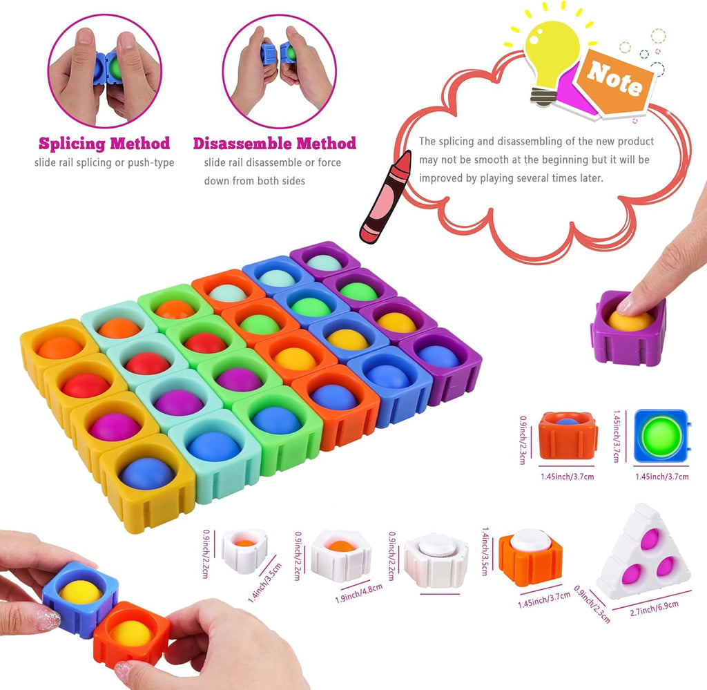 Popit Boy Toys Girl Dimple Fidgets Block Toys Pack Kids 39PCS DIY Push Poppers Fidget Blocks Sensory Toy Set Autism Children Adults Stress Relief Poppet Bubbles Toys Gift Toddler 3 12