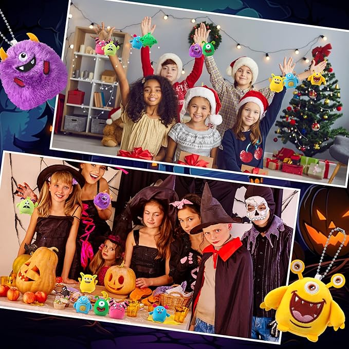 Libima 9 Pcs Mini Stuffed Animals Keychains 3.15 Inch Small Plush Cute Ornaments Bulk Toys for Baby Shower Birthday Party Decors Gift Bags Fillers Halloween Christmas Basket Stuffers(Monsters)