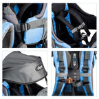 ClevrPlus Canyonero Camping Baby Backpack Hiking Kid Toddler Child Carrier with Stand and Sun Shade Visor, Blue