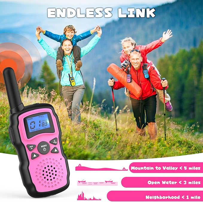 Wishouse Walkie Talkies for Kids Adult Long Range Rechargeable 3 Pack,Girl Wearable Walky Talky Set 2 Way Radio with USB Charger Battery,Camping Games Toy Birthday Xmas Gift for Boy Children Family