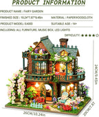 Spilay Miniature Dollhouse Miniature House Kit,DIY Kit Mini Modern Villa Model with Music Box ，Best Christmas Birthday Gift.(Fairy Garden)