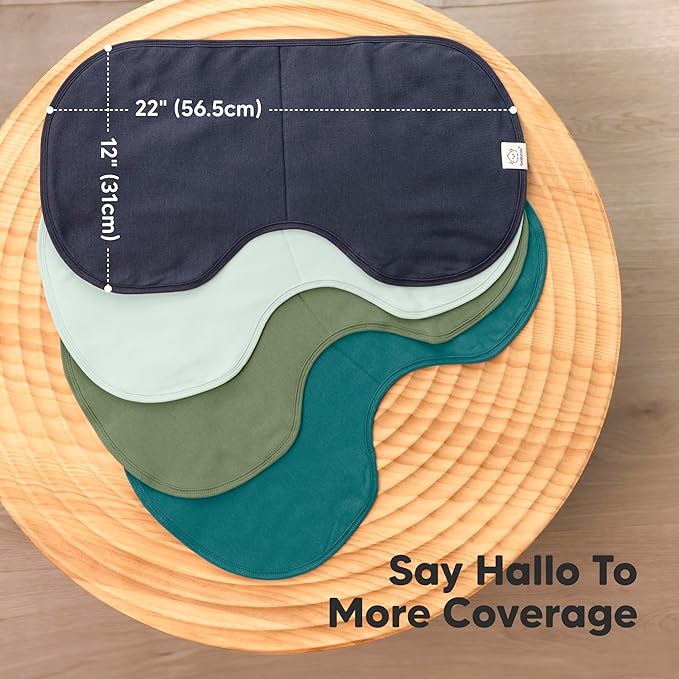 KeaBabies 4-Pack Baby Burp Cloths Baby Girl, Boy - Organic Cotton Burp Cloth, Extra Large, Absorbent, Soft Burping Cloths & Bibs Set for Babies, Newborn Burp Clothes, Thick Burp Rags (Eclipse)