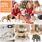 8PCS Safari Zoo Animals Figurines Toys, Realistic Plastic Jungle Animal Figures, Includes Lion,Elephant,Giraffe,Zebra, African Wild Animals, Educational Learning Playset for Kids