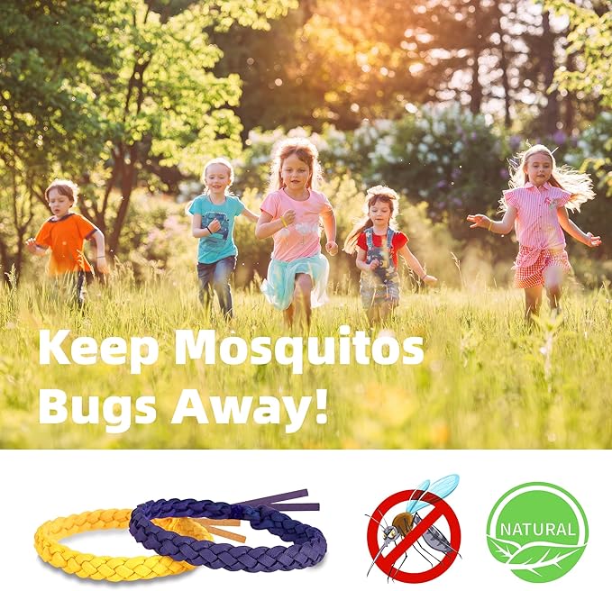 Mosquito Repellent Bracelets, DEET-Free, Individually Wrapped PU Leather Insect & Bug Repellent Wrist Bands (Pack of 24)
