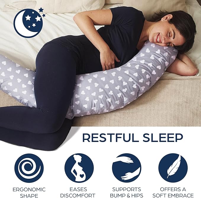 Niimo XXL Pregnancy Pillow & Baby Feeding Pillow - 2022 Double Platinum Winning Maternity Pillow, 100% Cotton Pregnancy Pillow Cover, Machine-Washable, Pregnancy Must Haves