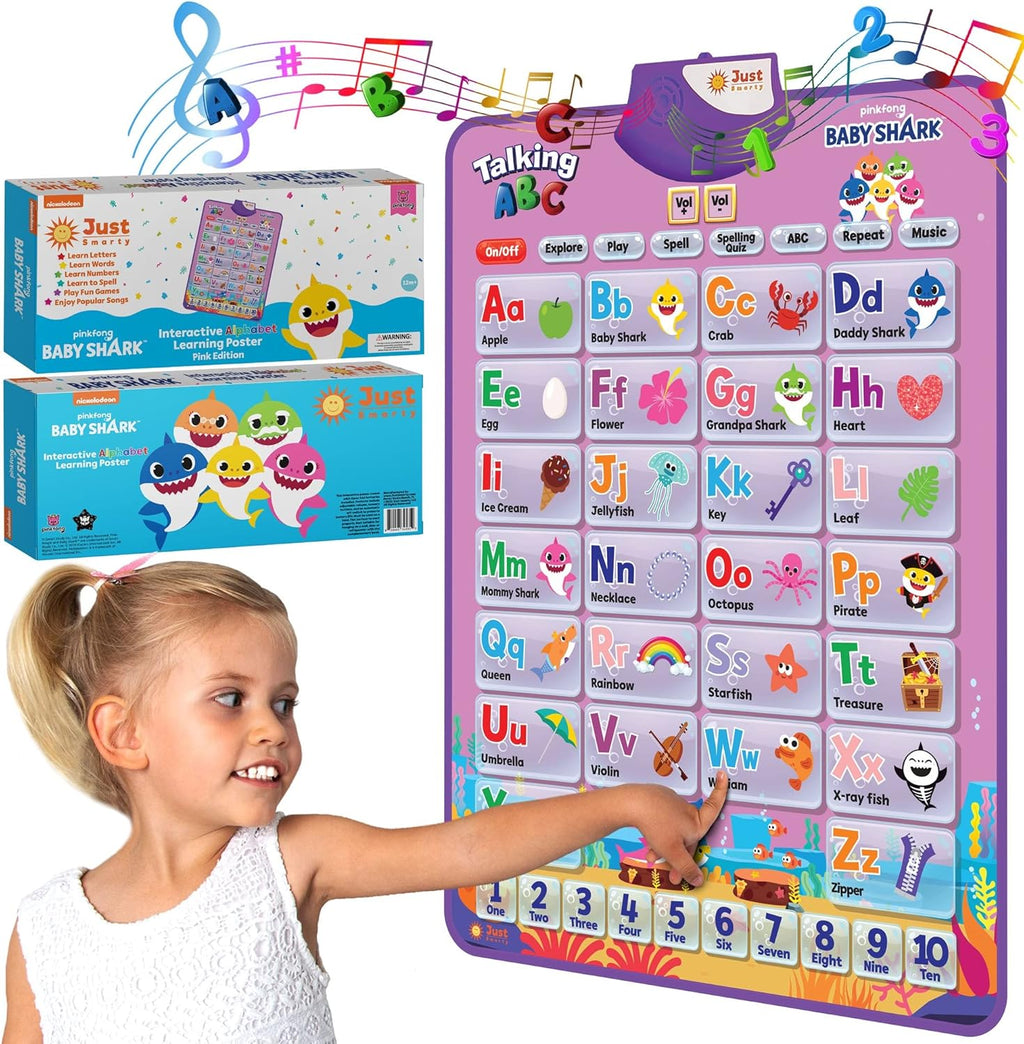 Pinkfong BabyShark Alphabet & Number Learning Toy for Girls Pink Edition | PinkFong Official Song Musical Mat | Best Birthday 1 Year Old Toys | Baby Shark Toys for Toddlers 1-3 | Baby Shark Games