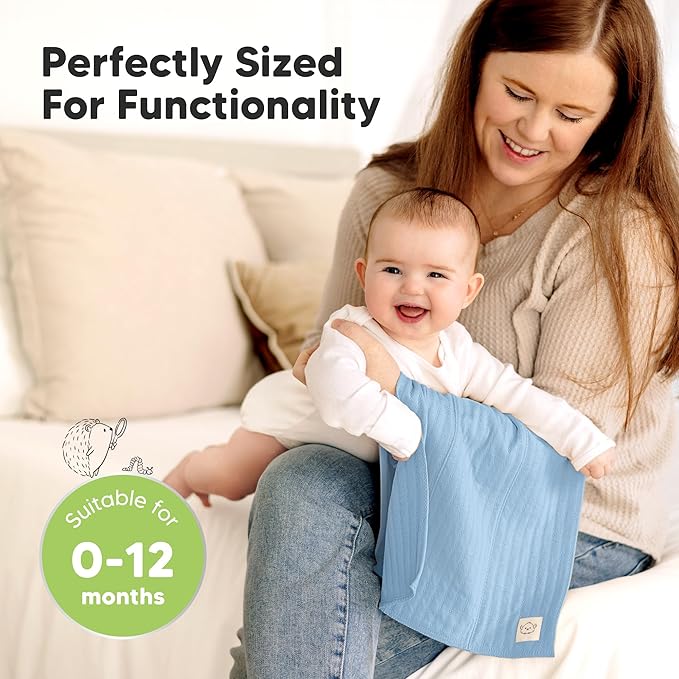 KeaBabies Organic Cotton Burp Cloths Baby Girl, Boy - 6-Pack Large Burping Clothes for Babies, Spit Up Rags, Super Soft & Absorbent Newborn Wash Towels, Gender Neutral, Non-Shrink (Stria, Daybreak)