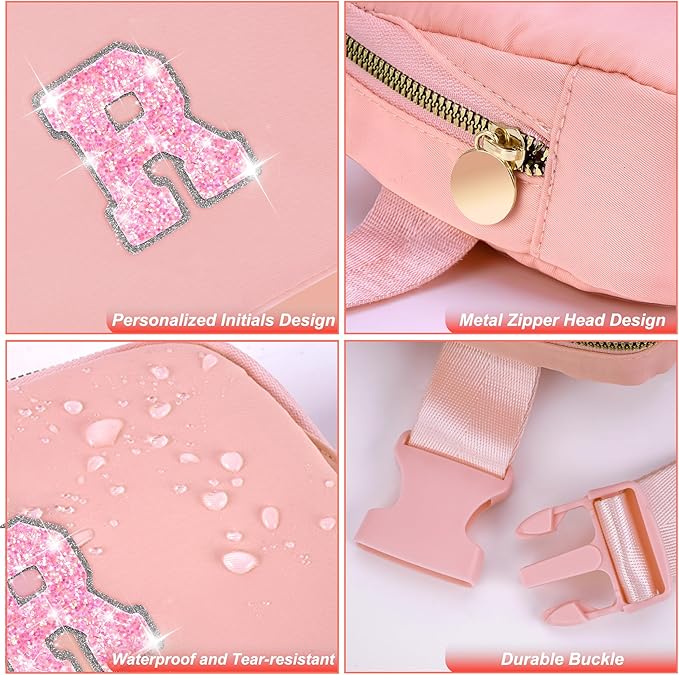 Teacher Appreciation Gifts,Teacher Gifts for Women,End of Year Teacher Gifts,Teacher Thank You Gifts Ideas from Student,Crossbody Bag Belt Bag Cute Trendy Stuff | Peach,Initial R