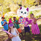 WERNNSAI Cat Piñata - Kitten Mermaid Birthday Party Decorations Kids Mermaid Pinata with Blindfold and Bat for Girls Summer Under the Sea Birthday Party Supplies Game Set