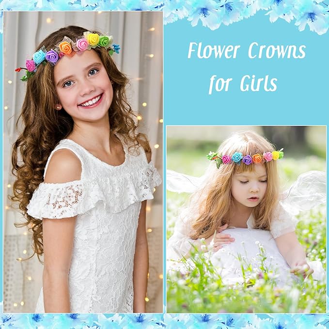 Syhood Rose Style Crowns Making Kit, 168 Pcs Parts, Make Your Own Flower Crown Wreath Headbands and Bracelets Craft Kit Hair Accessories Handmade DIY Floral Crown Garland Kit Presents for Party