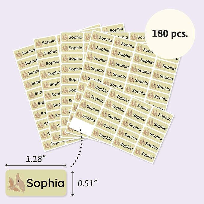 Personalized Name Labels for Kids (180) – Custom Waterproof & Durable Stickers for Clothing, Daycare, Office & School Supplies - Dinosaurs