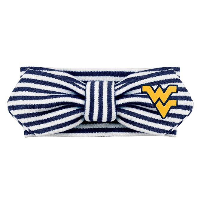 Creative Knitwear West Virginia Mountaineers Infant Girls Navy/White Striped Hair Knot Headband Embroidered Logo - Size Newborn - 4T
