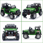 24V 4WD Ride on Truck Car w/800W Motors, Gift Flower, Remote Control, 2 Seaters, Light Bar, 3 Speeds, Pop Music, Power Four Wheels, 24 Volt Ride on Toy Car for Big Kids, Green
