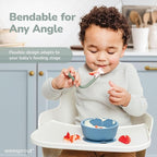 WeeSprout Silicone Baby Spoons - First Stage Infant Feeding Utensils With Soft-Tip, Bendable Kitchenware for Parent & Self-Feeding, Ultra-Durable, Dishwasher Safe, Travel Case, Set of 3