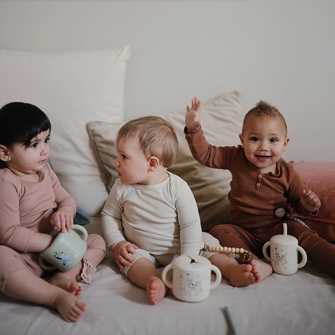 mushie x Bluey Silicone Snack Cup | Spill Proof Food Container for Toddler and Baby (Bluey Sage)