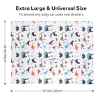 Rquite Muslin Car Seat Cover Baby, Carseat Covers Baby Boy Girl, Breathable Lightweight Infant Car Seat Cover, Baby Carrier Cover Car Seat Canopy Stroller Sun Shade for Summer & Hot Day, Universal Fit