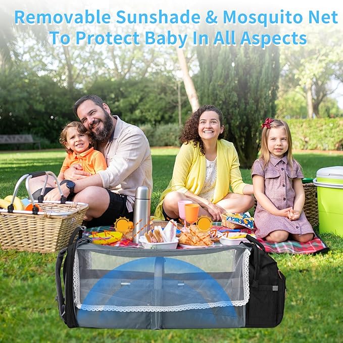 KABAQOO Diaper Bag Backpack with Detachable Changing Station, Large Capacity Baby Diaper Bags for Boys & Girls, Baby Registry Search Stuff & Shower Gifts, Newborn Essentials Must Haves, Black-2s