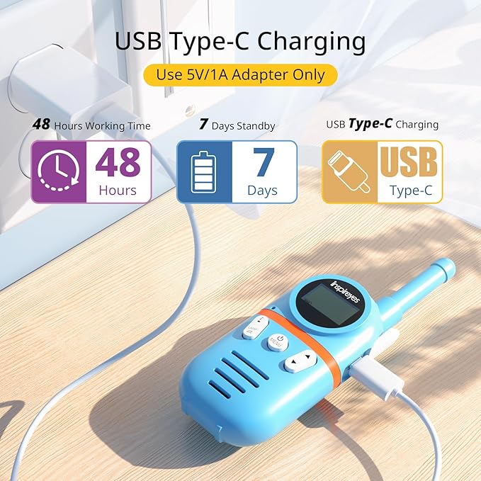 Walkie Talkies for Kids Rechargeable,Toys for Boys and Girls Ages 3-12, 4 Pack Long Range 2-Way Radios, Birthday Gifts,Christmas Stockings, Outdoor Play, Family Games, Hiking Camping Gear