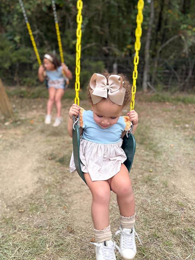 Wee Ones Girls' Plain Wrap Classic Grosgrain Hair Bows on a WeeStay No-Slip Hair Clip, Handmade, King, Oatmeal