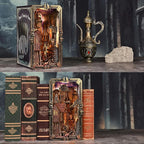 DIY Viking Book Nook Kit, Miniature House Dollhouse Kit for Adult and Teens, Booknook Bookend Tiny House Model Build Bookshelf Insert Decor 3D Wooden Puzzle, Gifts for Family, Friends