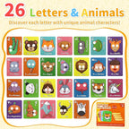26 PCS Alphabet Mask Cards, Colorful Alphabet ABC Flash Cards with Animal Mask, Giant Letter ABC Animal Faces Flash Learning Flashcards